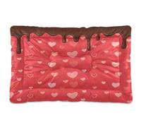 Ewusp Cama calmante para perros pequeños, medianos y grandes, diseño de corazones y chocolate, lavable, suave y acogedor, con parte inferior antideslizante, 91 x 60 x 6 cm