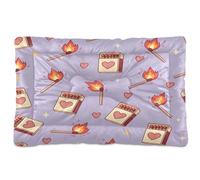 Ewusp Cama calmante vintage con corazones de llama para mascotas pequeñas, medianas y grandes, lavable, colchón suave y acogedor, cama para mascotas con parte inferior antideslizante, 91 x 60 x 6 cm