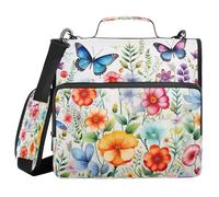 Ewusp Carpeta con cremallera de 3 anillos con asa y correa para el hombro, carpeta expandible de 1.5 pulgadas, organizador de múltiples bolsillos con capacidad para 500 hojas para la escuela y la