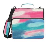 Ewusp Carpeta de 3 anillas con cremallera con estampado colorido con asa y correa para el hombro, carpeta de archivos expandible de 1.5 pulgadas, organizador de múltiples bolsillos, con capacidad para