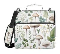 Ewusp Carpeta de 3 anillas con cremallera de hoja de hongo con asa y correa para el hombro, carpeta de archivos expandible de 1.5 pulgadas, organizador de múltiples bolsillos, con capacidad para 500