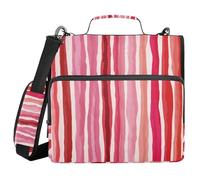 Ewusp Carpeta de 3 anillas con cremallera de rayas de acuarela con asa y correa para el hombro, carpeta de archivos expandible de 1.5 pulgadas, organizador de múltiples bolsillos, con capacidad para