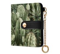 Ewusp Carteras de cactus de acuarela para mujer, de piel sintética, bloqueo RFID, cartera plegable compacta para mujer con bolsillo para monedas y ventana de identificación