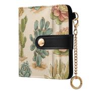 Ewusp Carteras de cactus para mujer, de piel sintética, con bloqueo RFID, plegable, compacta, con bolsillo para monedas y ventana de identificación