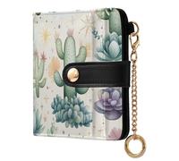 Ewusp Carteras de cactus para mujer, de piel sintética, con bloqueo RFID, plegable, compacta, con bolsillo para monedas y ventana de identificación
