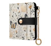 Ewusp Carteras de mariposa con flores para mujer, de piel sintética, bloqueo RFID, cartera plegable compacta con bolsillo para monedas y ventana de identificación