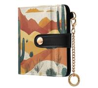 Ewusp Carteras de piel sintética con diseño de cactus del desierto para mujer, con bloqueo RFID, plegable, compacta, con bolsillo para monedas y ventana de identificación