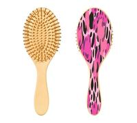 Ewusp Cepillo de pelo desenredante con estampado de leopardo rosa para mujeres y hombres, antiestático y desenredante, cepillo de pelo húmedo y seco para tipos de cabello rizado, grueso, ondulado y