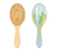 Ewusp Cepillo de pelo desenredante con mapa del mundo para mujeres y hombres, antiestático y desenredante, cepillo de pelo húmedo y seco para tipos de cabello rizado, grueso, ondulado y fino