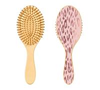 Ewusp Cepillo desenredante de leopardo rosa para mujeres y hombres, antiestático y desenredante, cepillo para cabello húmedo y seco para tipos de cabello rizado, grueso, ondulado y fino