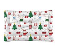 Ewusp Christmas Bunnys - Cama calmante para perros pequeños, medianos y grandes, lavable, colchón suave y acogedor para mascotas con parte inferior antideslizante, 60 x 46 x 4,5 cm