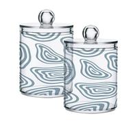 Ewusp Cirle Lines Qtip - 2 tarros de plástico transparente con tapa, dispensador de almohadillas de algodón, soporte para bastoncillos de algodón, contenedor de almacenamiento de baño, organizador de