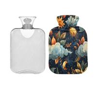 Ewusp Cloud Sun - Botella de agua caliente con funda, bolsa de agua caliente de 2 litros para aliviar el dolor de cuello, hombros, calambres menstruales, calentador de manos y pies, compresa caliente