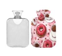 Ewusp Coffee Doughnuts - Botella de agua caliente con funda, bolsa de agua caliente de 1 litro para aliviar el dolor de cuello, hombros, calambres menstruales, calentador de pies de mano, compresa