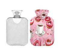 Ewusp Coffee Doughnuts - Botella de agua caliente con funda, bolsa de agua caliente de 1 litro para aliviar el dolor de cuello, hombros, calambres menstruales, calentador de pies de mano, compresa
