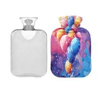 Ewusp Colorful Balls - Botella de agua caliente con funda, bolsa de agua caliente de 2 litros para aliviar el dolor de cuello, hombros, calambres menstruales, calentador de manos y pies, compresa