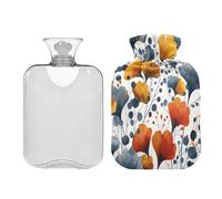 Ewusp Colorida bolsa de agua caliente Ginkgo Biloba con funda, bolsa de agua caliente de 2 litros para aliviar el dolor de cuello, hombros, calambres menstruales, calentador de manos y pies, compresa