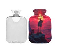 Ewusp Cowboy - Botella de agua caliente con funda, bolsa de agua caliente de 2 litros para aliviar el dolor de cuello, hombros, calambres menstruales, calentador de pies de mano, compresa caliente y