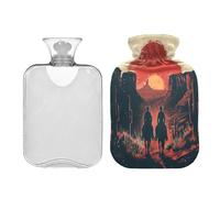 Ewusp Cowboys - Botella de agua caliente con funda, bolsa de agua caliente de 2 litros para aliviar el dolor de cuello, hombros, calambres menstruales, calentador de manos y pies, compresa caliente y
