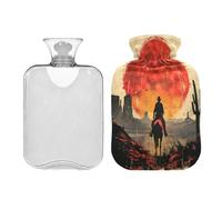 Ewusp Cowboys - Botella de agua caliente con funda, bolsa de agua caliente de 2 litros para aliviar el dolor de cuello, hombros, calambres menstruales, calentador de manos y pies, compresa caliente y