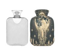 Ewusp Crystal Moon - Botella de agua caliente con funda, bolsa de agua caliente de 2 litros para aliviar el dolor de cuello, hombros, calambres menstruales, calentador de manos y pies, compresa