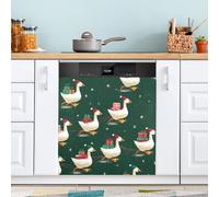 Ewusp Cubierta magnética para lavavajillas con diseño de gansos de Navidad, panel de puerta de lavadora de platos de cocina, calcomanías decorativas para el hogar, cocina, granja, 58,42 x 66,04 cm