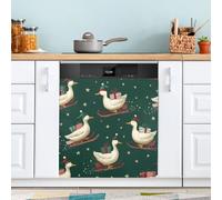 Ewusp Cubierta magnética para lavavajillas con diseño de gansos de Navidad, panel de puerta de lavadora de platos de cocina, calcomanías decorativas para el hogar, cocina, granja, 58,42 x 66,04 cm