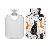 Ewusp Cute Cats - Bolsa de agua caliente con funda, bolsa de agua caliente de 1 litro para aliviar el dolor de cuello, hombros, calambres menstruales, calentador de pies de mano, compresa caliente y