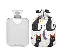 Ewusp Cute Cats - Bolsa de agua caliente con funda, bolsa de agua caliente de 1 litro para aliviar el dolor de cuello, hombros, calambres menstruales, calentador de pies de mano, compresa caliente y