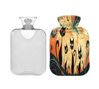 Ewusp Cute Cats - Bolsa de agua caliente con funda, bolsa de agua caliente de 2 litros para aliviar el dolor de cuello, hombros, calambres menstruales, calentador de pies de mano, compresa caliente y