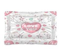 Ewusp Cute Cats Love You - Cama calmante para perros pequeños, medianos y grandes, lavable, colchón suave y acogedor para mascotas con parte inferior antideslizante, 60 x 46 x 4,5 cm