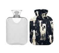 Ewusp Cute Cows - Bolsa de agua caliente con funda, bolsa de agua caliente de 1 litro para aliviar el dolor de cuello, hombros, calambres menstruales, calentador de pies de mano, compresa caliente y