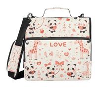 Ewusp Cute Panda - Carpeta con cremallera de 3 anillos con asa y correa para el hombro, carpeta expandible de 1.5 pulgadas, organizador de múltiples bolsillos, con capacidad para 500 hojas para la