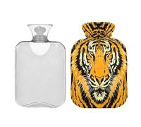 Ewusp Cute Tigers - Botella de agua caliente con funda, bolsa de agua caliente de 1 litro para aliviar el dolor de cuello, hombros, calambres menstruales, calentador de pies de mano, compresa caliente