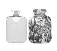 Ewusp Desert Cactus - Botella de agua caliente con funda, bolsa de agua caliente de 2 litros para aliviar el dolor de cuello, hombros, calambres menstruales, calentador de pies de mano, compresa