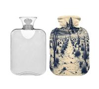 Ewusp Desert Cactus - Botella de agua caliente con funda, bolsa de agua caliente de 2 litros para aliviar el dolor de cuello, hombros, calambres menstruales, calentador de pies de mano, compresa