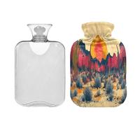 Ewusp Desert Cactus - Botella de agua caliente con funda, bolsa de agua caliente de 2 litros para aliviar el dolor de cuello, hombros, calambres menstruales, calentador de pies de mano, compresa