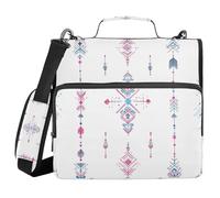 Ewusp Ethnic Prints - Carpeta con cremallera de 3 anillos con asa y correa para el hombro, carpeta expandible de 1.5 pulgadas, organizador con múltiples bolsillos, capacidad para 500 hojas para la