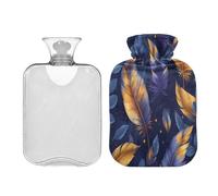 Ewusp Feather - Botella de agua caliente con funda, bolsa de agua caliente de 2 litros para aliviar el dolor de cuello, hombros, calambres menstruales, calentador de manos y pies, compresa caliente y