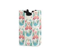 Ewusp Flamingo - Cesta de lavandería de 50 L, impermeable, con asas, plegable, cesta de almacenamiento de tela independiente para baño, dormitorio, dormitorio y guardería