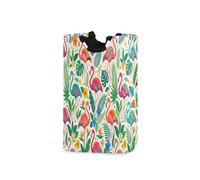 Ewusp Flamingo Palm - Cesta de lavandería de 50 L, impermeable, con asas, plegable, cesta de almacenamiento de tela independiente para baño, dormitorio, dormitorio y guardería