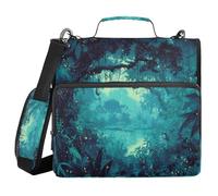 Ewusp Forest - Carpeta con cremallera de 3 anillos con asa y correa para el hombro, carpeta de archivos expandible de 1.5 pulgadas, organizador de múltiples bolsillos, con capacidad para 500 hojas