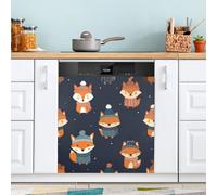 Ewusp Fox - Cubierta magnética para lavavajillas, panel de puerta de lavadora de platos de cocina, calcomanías decorativas para el hogar, cocina, granja, 58,42 x 66,04 cm