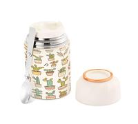 Ewusp Frasco de comida de cactus para adultos, 500 ml, acero inoxidable, doble pared, aislado al vacío, tarro de alimentos con cuchara plegable, sin BPA, recipiente de sopa a prueba de fugas