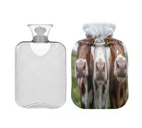Ewusp Funny Cow - Botella de agua caliente con funda, bolsa de agua caliente de 2 litros para aliviar el dolor de cuello, hombros, calambres menstruales, calentador de pies de mano, compresa caliente