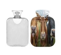 Ewusp Funny Cow - Botella de agua caliente con funda, bolsa de agua caliente de 2 litros para aliviar el dolor de cuello, hombros, calambres menstruales, calentador de pies de mano, compresa caliente