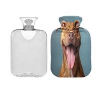 Ewusp Funny Dog - Botella de agua caliente con funda, bolsa de agua caliente de 2 litros para aliviar el dolor de cuello, hombros, calambres menstruales, calentador de pies de mano, compresa caliente