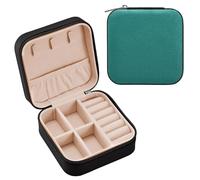 Ewusp Hunter Green - Joyero de piel sintética para mujer y niña, organizador de joyas de viaje, 10 x 10 x 5 cm