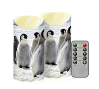 Ewusp Juego de 2 velas LED parpadeantes sin llama con diseño de pingüino emperador con control remoto y temporizador, para decoración del hogar, bodas, vacaciones, fiestas, centros de mesa