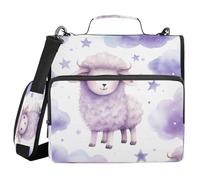 Ewusp Linda carpeta de 3 anillos con cremallera de oveja con asa y correa para el hombro, carpeta de archivos expandible de 1.5 pulgadas, organizador de múltiples bolsillos, con capacidad para 500